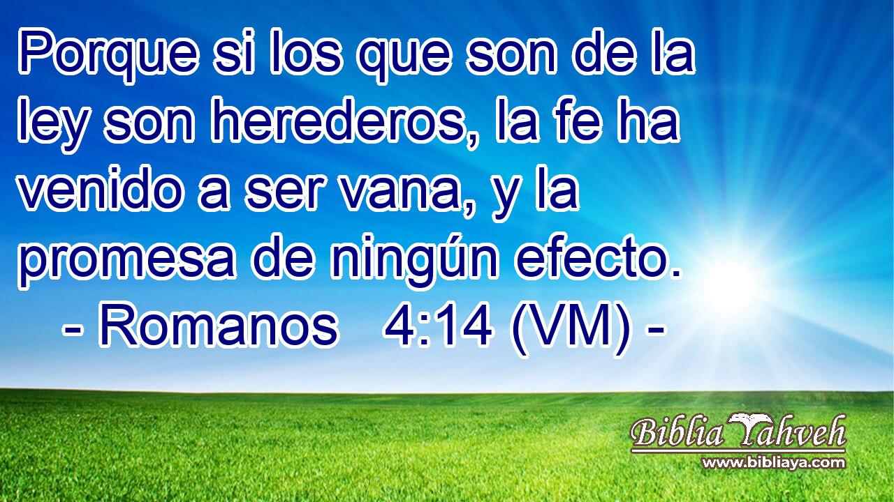  Porque si los que son de la ley son herederos, la fe ha venido a ser vana, y la promesa de ningún efecto. 