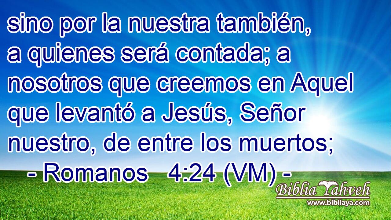  sino por la nuestra también, a quienes será contada; a nosotros que creemos en Aquel que levantó a Jesús, Señor nuestro, de entre los muertos; 