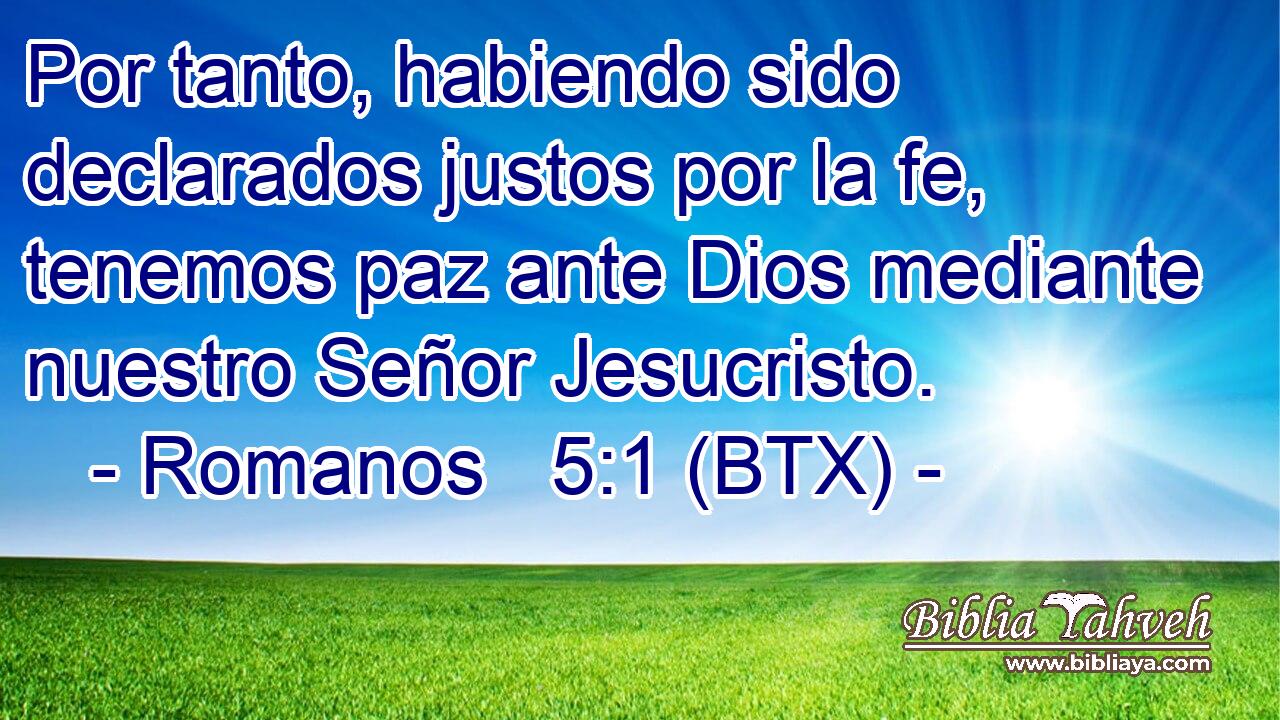 Por tanto, habiendo sido declarados justos por la fe, tenemos paz ante Dios mediante nuestro Señor Jesucristo.