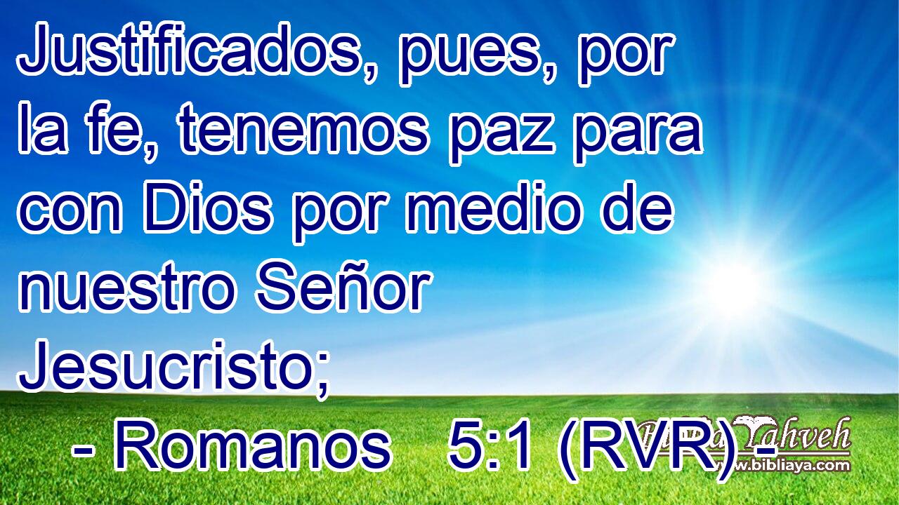 Justificados, pues, por la fe, tenemos paz para con Dios por medio de nuestro Señor Jesucristo;
