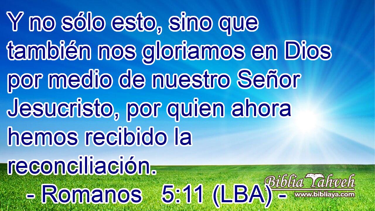 Y no sólo esto, sino que también nos gloriamos en Dios por medio de nuestro Señor Jesucristo, por quien ahora hemos recibido la reconciliación.
