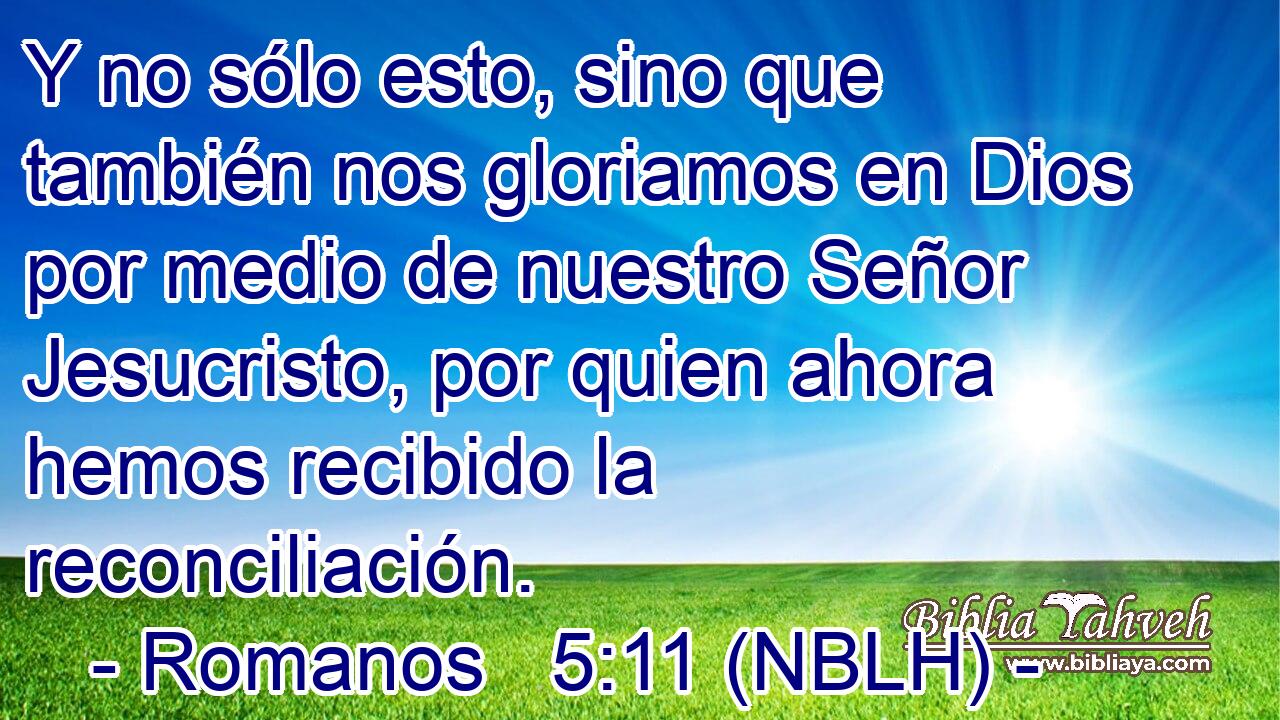  Y no sólo esto, sino que también nos gloriamos en Dios por medio de nuestro Señor Jesucristo, por quien ahora hemos recibido la reconciliación. 