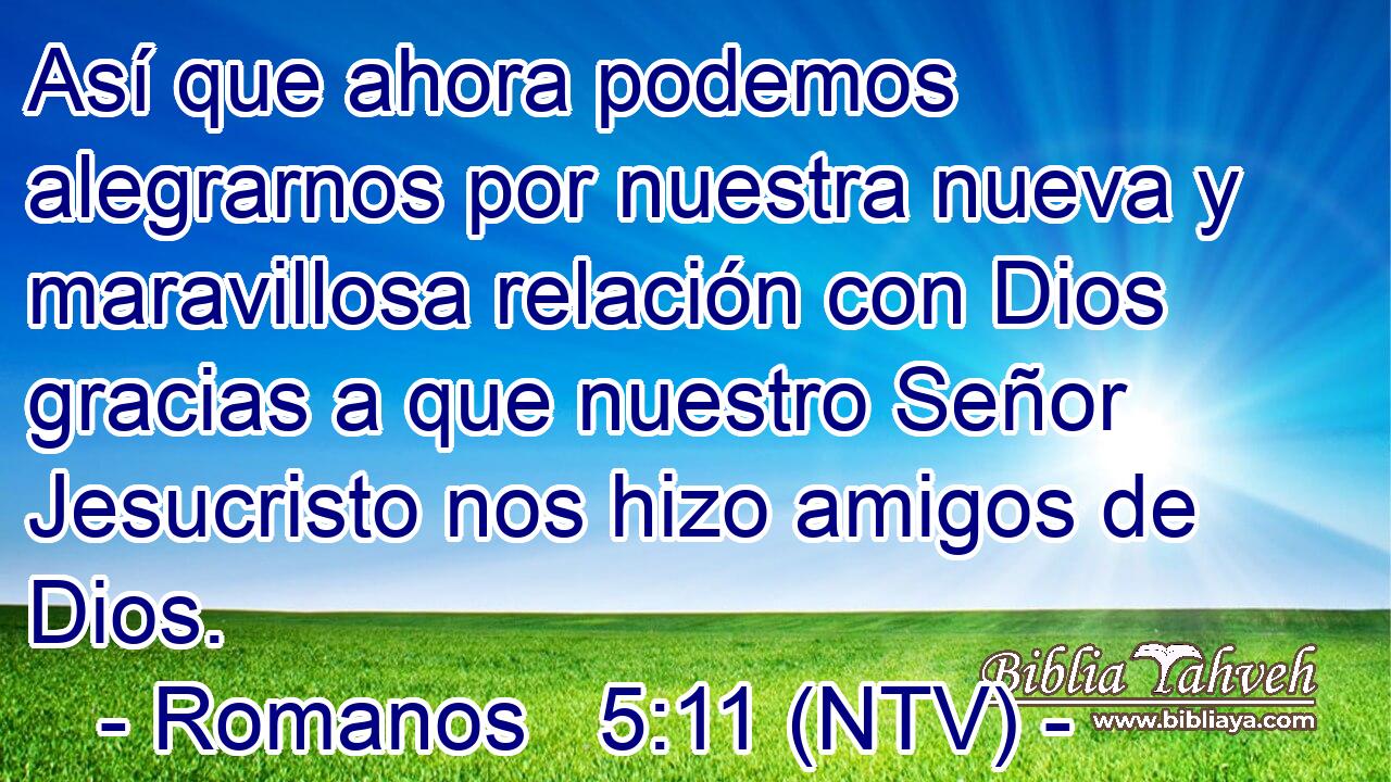 Así que ahora podemos alegrarnos por nuestra nueva y maravillosa relación con Dios gracias a que nuestro Señor Jesucristo nos hizo amigos de Dios.