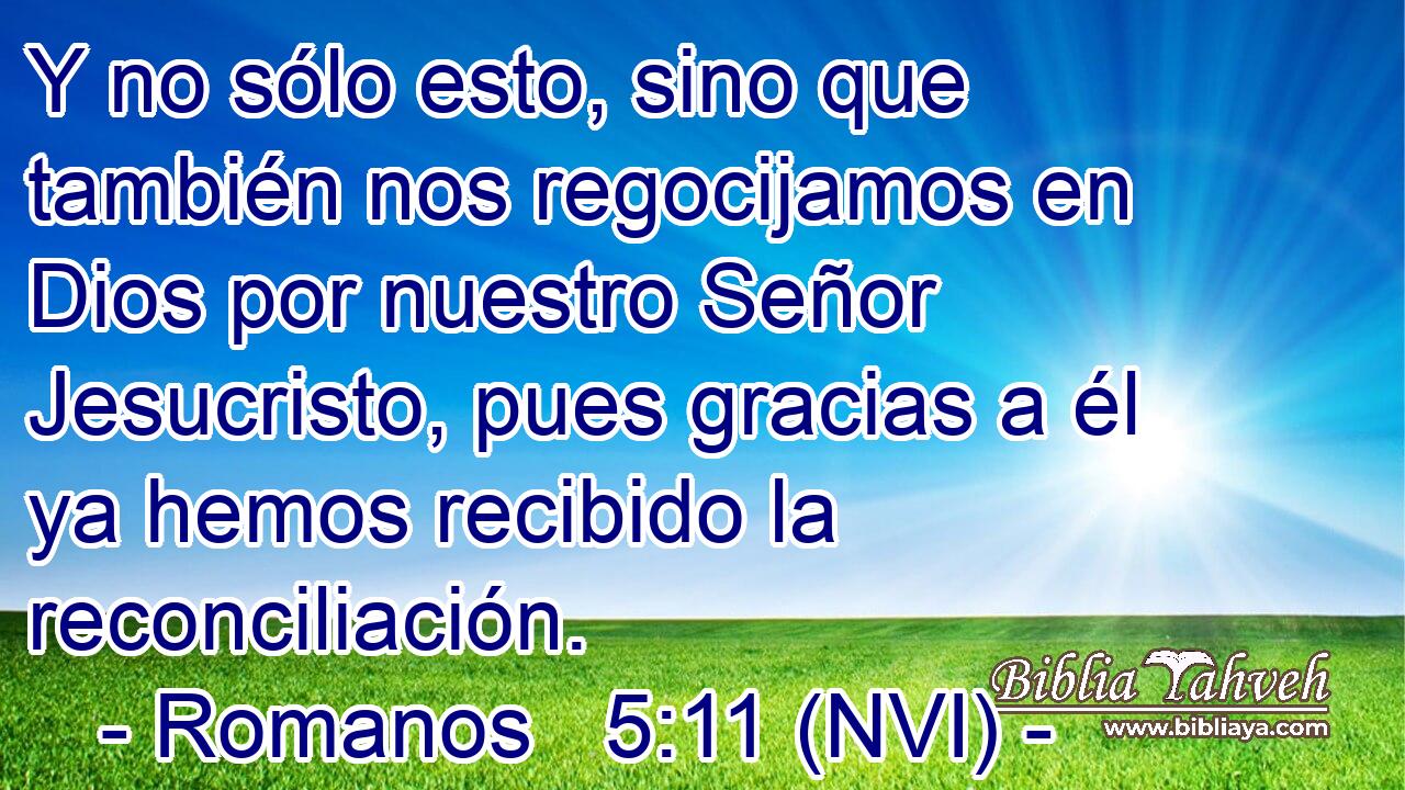  Y no sólo esto, sino que también nos regocijamos en Dios por nuestro Señor Jesucristo, pues gracias a él ya hemos recibido la reconciliación. 