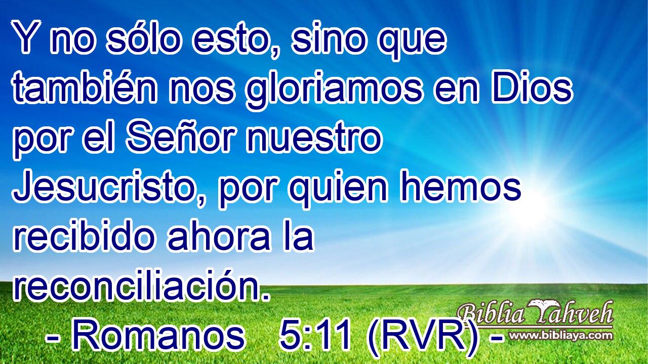 Y no sólo esto, sino que también nos gloriamos en Dios por el Señor nuestro Jesucristo, por quien hemos recibido ahora la reconciliación.