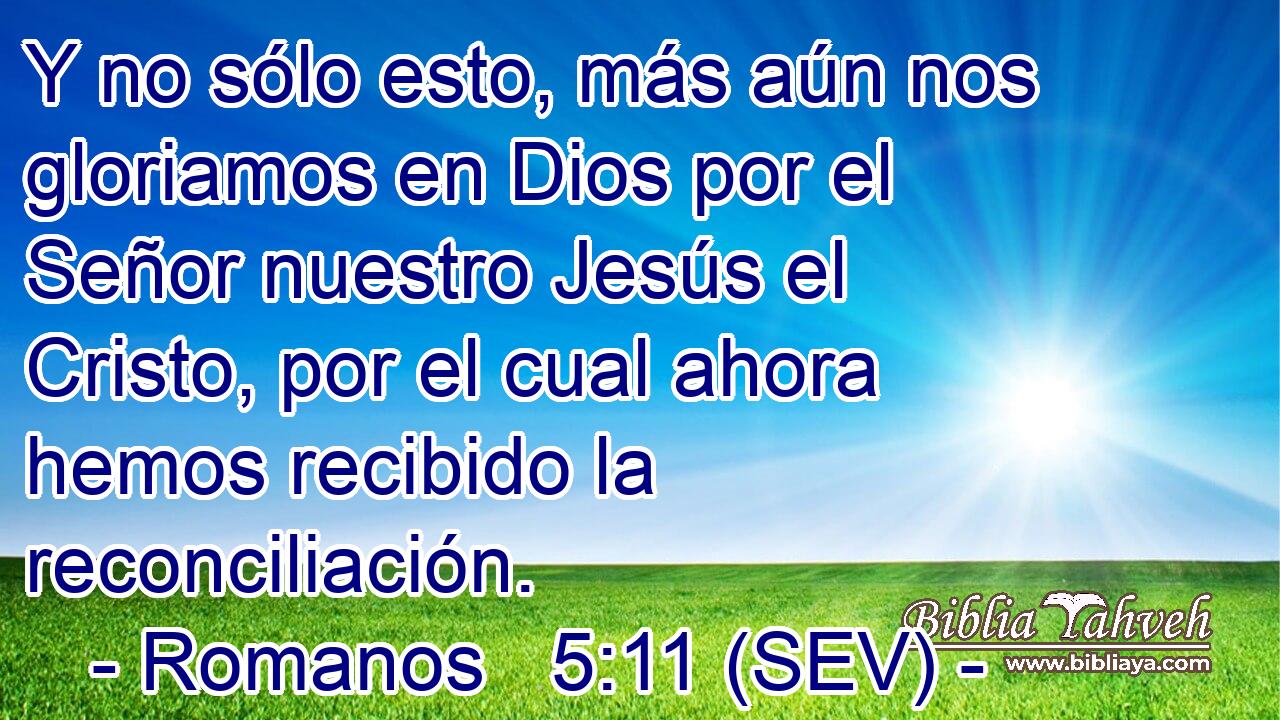 Y no sólo esto, más aún nos gloriamos en Dios por el Señor nuestro Jesús el Cristo, por el cual ahora hemos recibido la reconciliación.