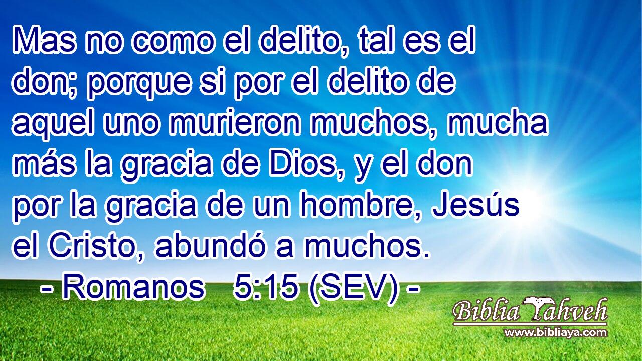 Mas no como el delito, tal es el don; porque si por el delito de aquel uno murieron muchos, mucha más la gracia de Dios, y el don por la gracia de un hombre, Jesús el Cristo, abundó a muchos.