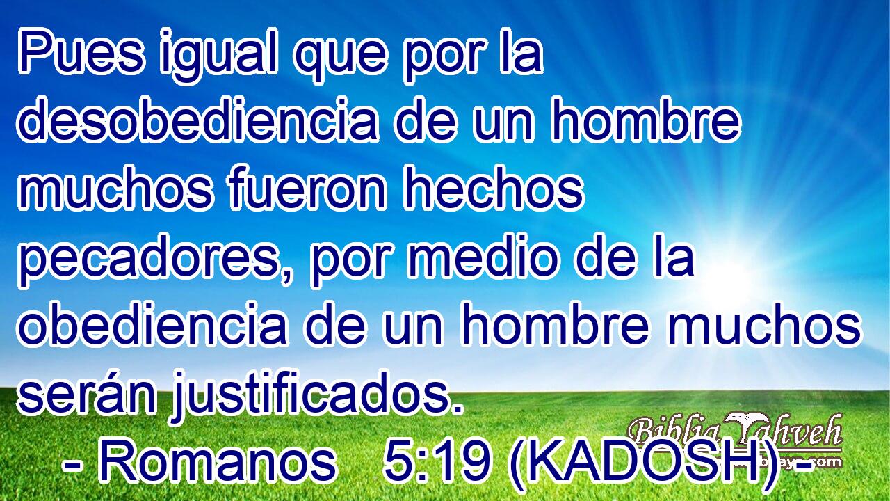  Pues igual que por la desobediencia de un hombre muchos fueron hechos pecadores, por medio de la obediencia de un hombre muchos serán justificados. 