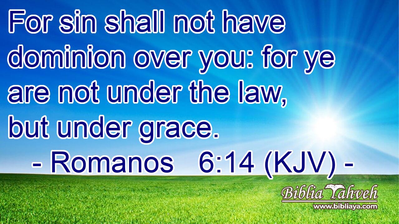 For sin shall not have dominion over you: for ye are not under the law, but under grace.