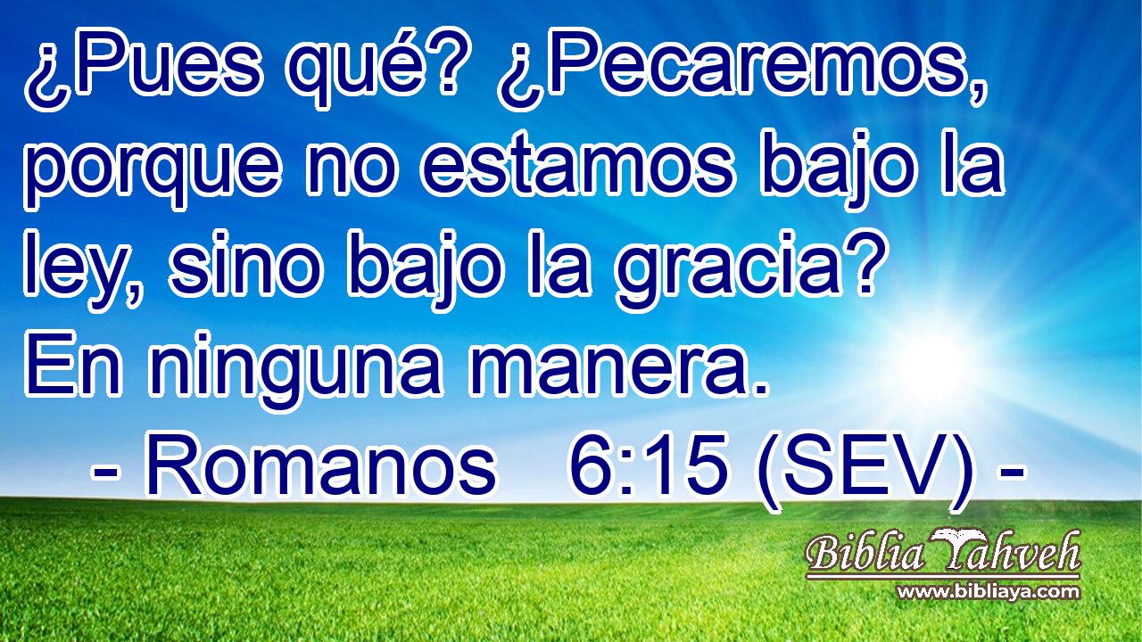 ¿Pues qué? ¿Pecaremos, porque no estamos bajo la ley, sino bajo la gracia? En ninguna manera.