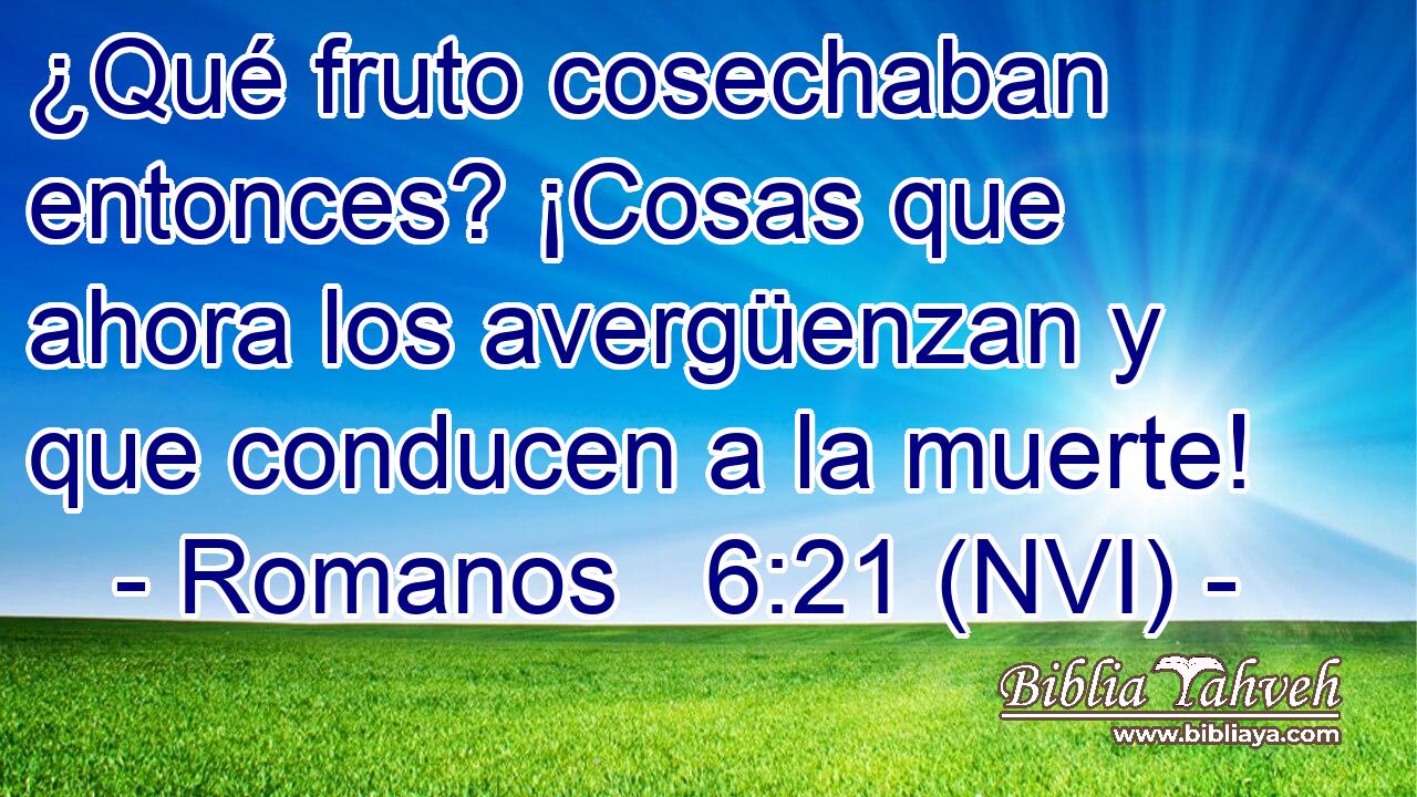  ¿Qué fruto cosechaban entonces? ¡Cosas que ahora los avergüenzan y que conducen a la muerte! 