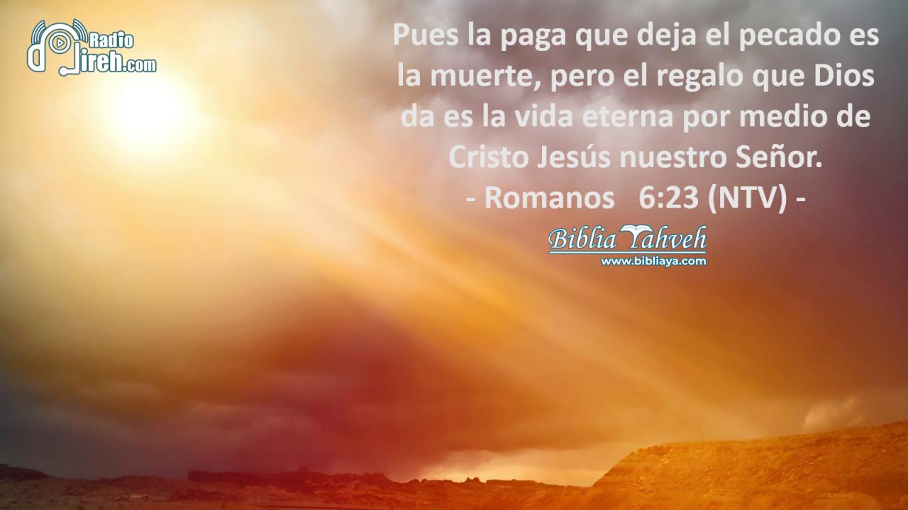 Pues la paga que deja el pecado es la muerte, pero el regalo que Dios da es la vida eterna por medio de Cristo Jesús nuestro Señor.