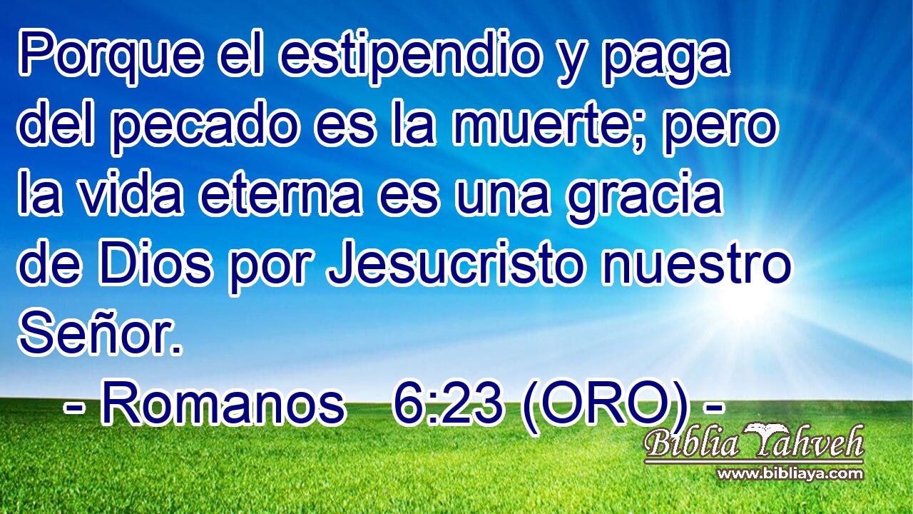  Porque el estipendio y paga del pecado es la muerte; pero la vida eterna es una gracia de Dios por Jesucristo nuestro Señor. 