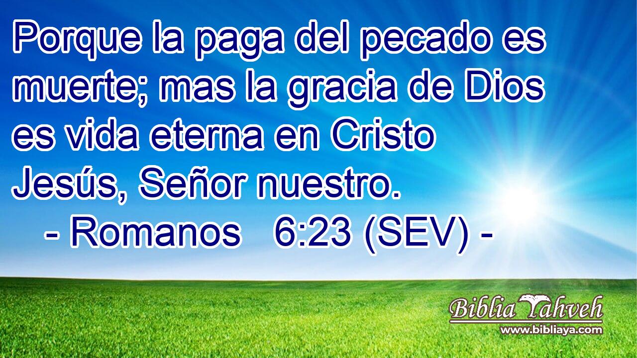 Porque la paga del pecado es muerte; mas la gracia de Dios es vida eterna en Cristo Jesús, Señor nuestro.
