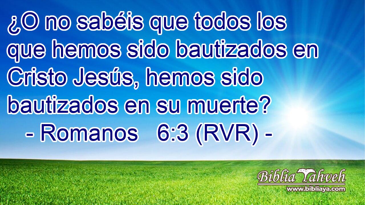 ¿O no sabéis que todos los que hemos sido bautizados en Cristo Jesús, hemos sido bautizados en su muerte?