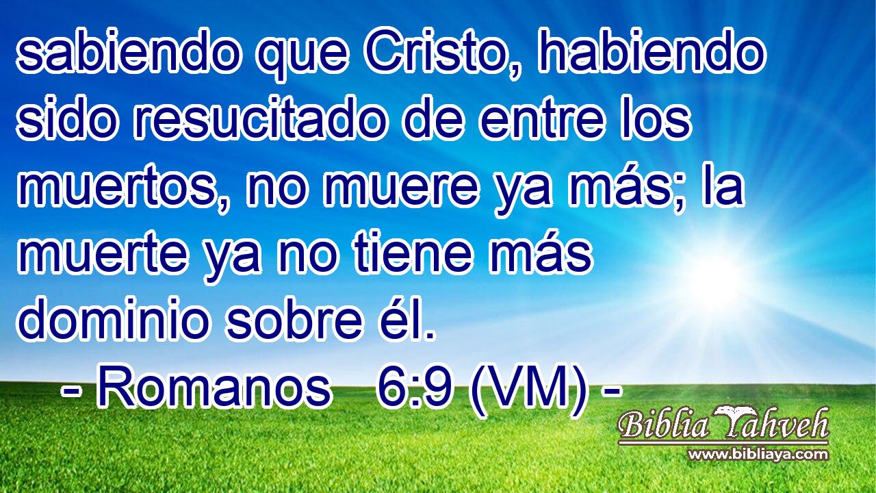 sabiendo que Cristo, habiendo sido resucitado de entre los muertos, no muere ya más; la muerte ya no tiene más dominio sobre él. 