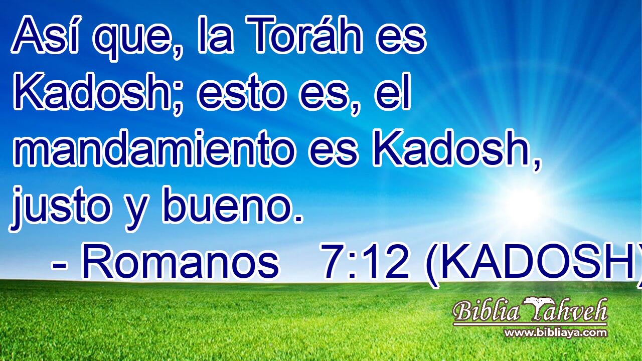  Así que, la Toráh es Kadosh; esto es, el mandamiento es Kadosh, justo y bueno. 