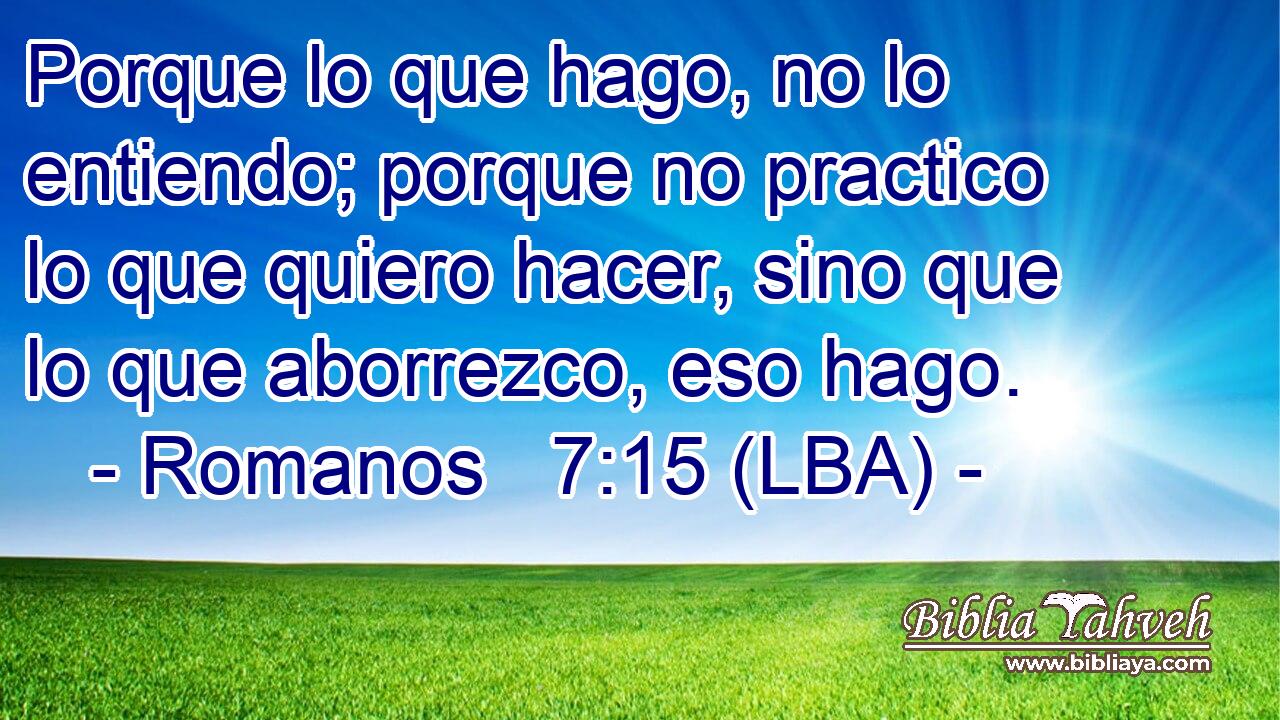 Porque lo que hago, no lo entiendo; porque no practico lo que quiero hacer, sino que lo que aborrezco, eso hago.