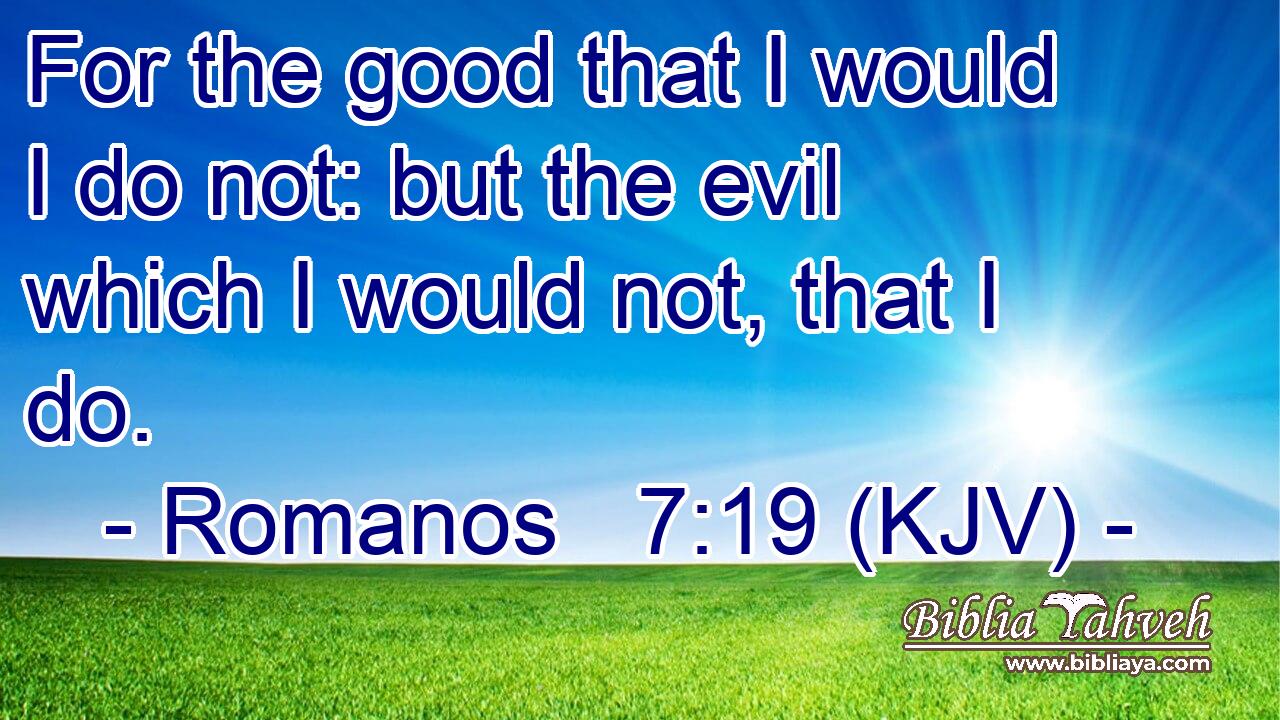For the good that I would I do not: but the evil which I would not, that I do.