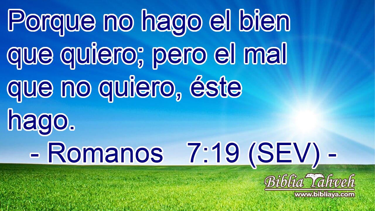 Porque no hago el bien que quiero; pero el mal que no quiero, éste hago.