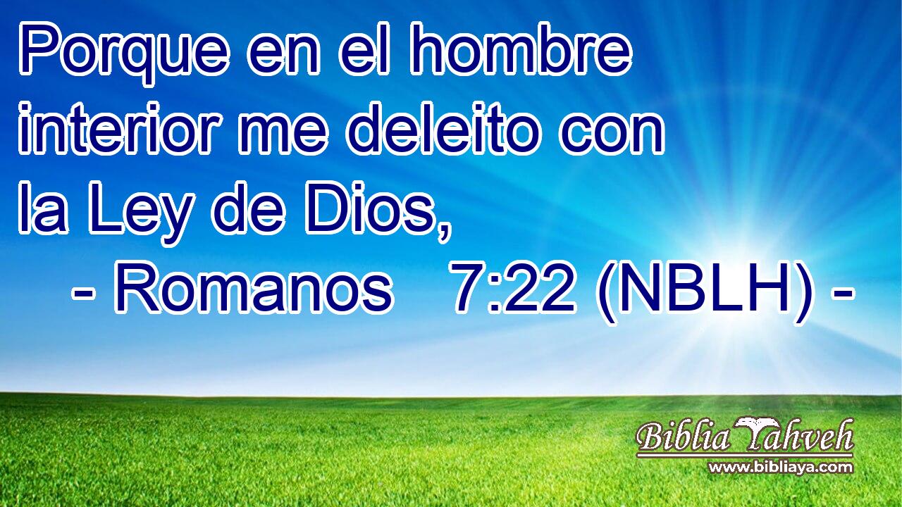  Porque en el hombre interior me deleito con la Ley de Dios, 