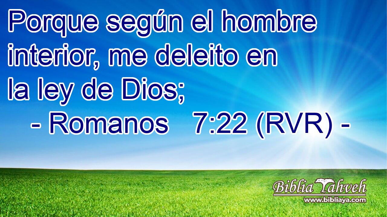 Porque según el hombre interior, me deleito en la ley de Dios;
