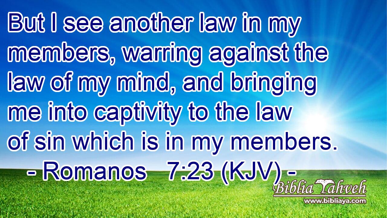 But I see another law in my members, warring against the law of my mind, and bringing me into captivity to the law of sin which is in my members.
