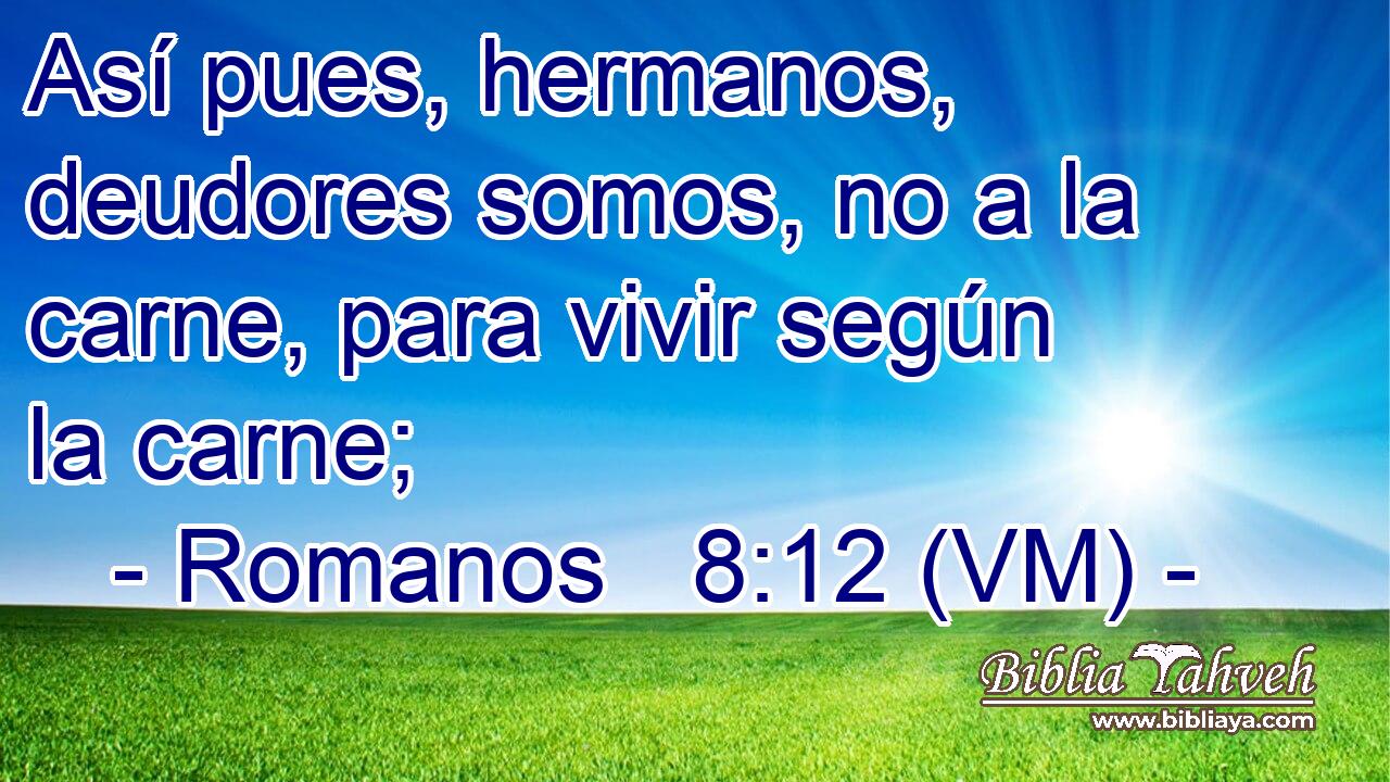  Así pues, hermanos, deudores somos, no a la carne, para vivir según la carne; 