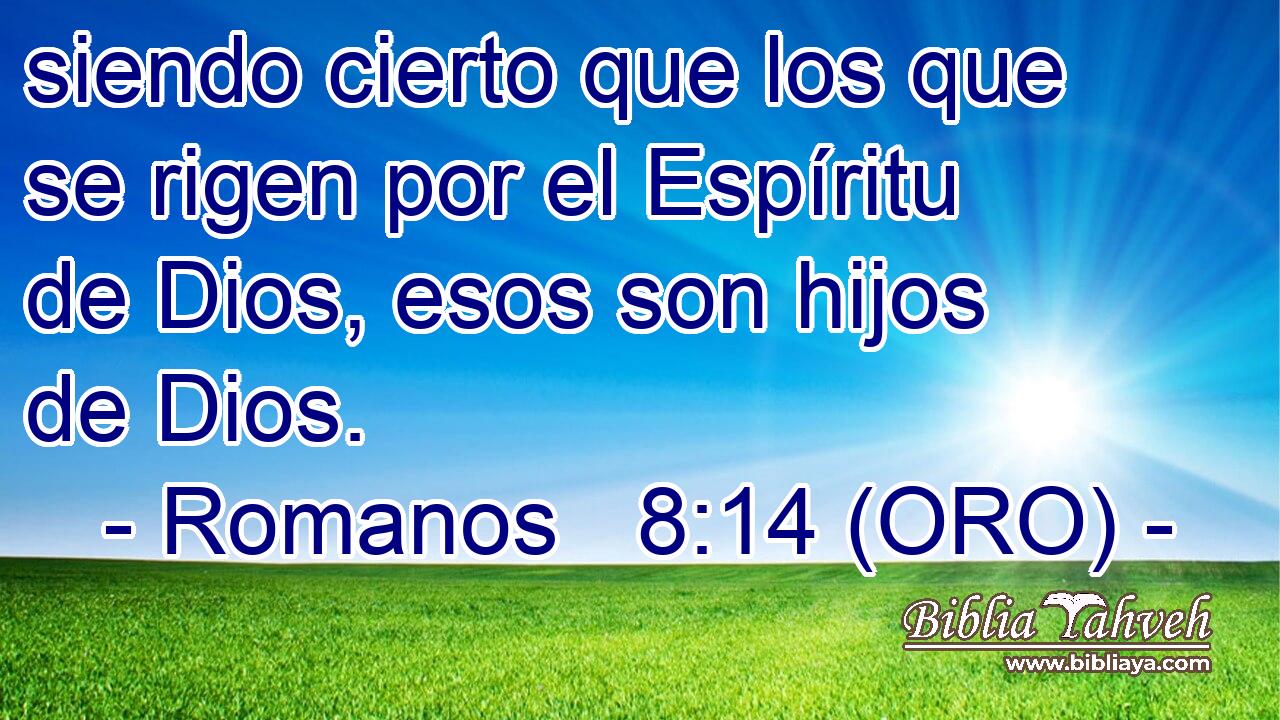  siendo cierto que los que se rigen por el Espíritu de Dios, esos son hijos de Dios. 