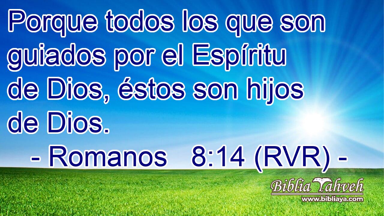 Porque todos los que son guiados por el Espíritu de Dios, éstos son hijos de Dios.