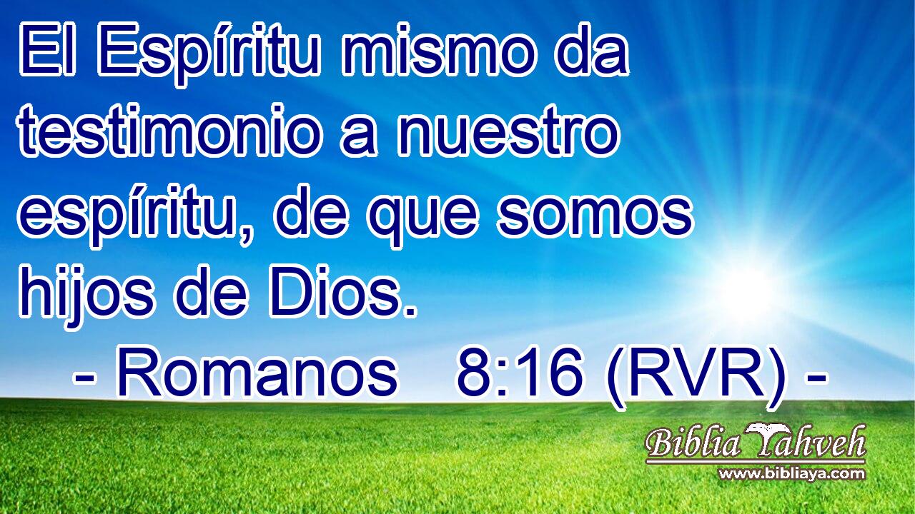 El Espíritu mismo da testimonio a nuestro espíritu, de que somos hijos de Dios.