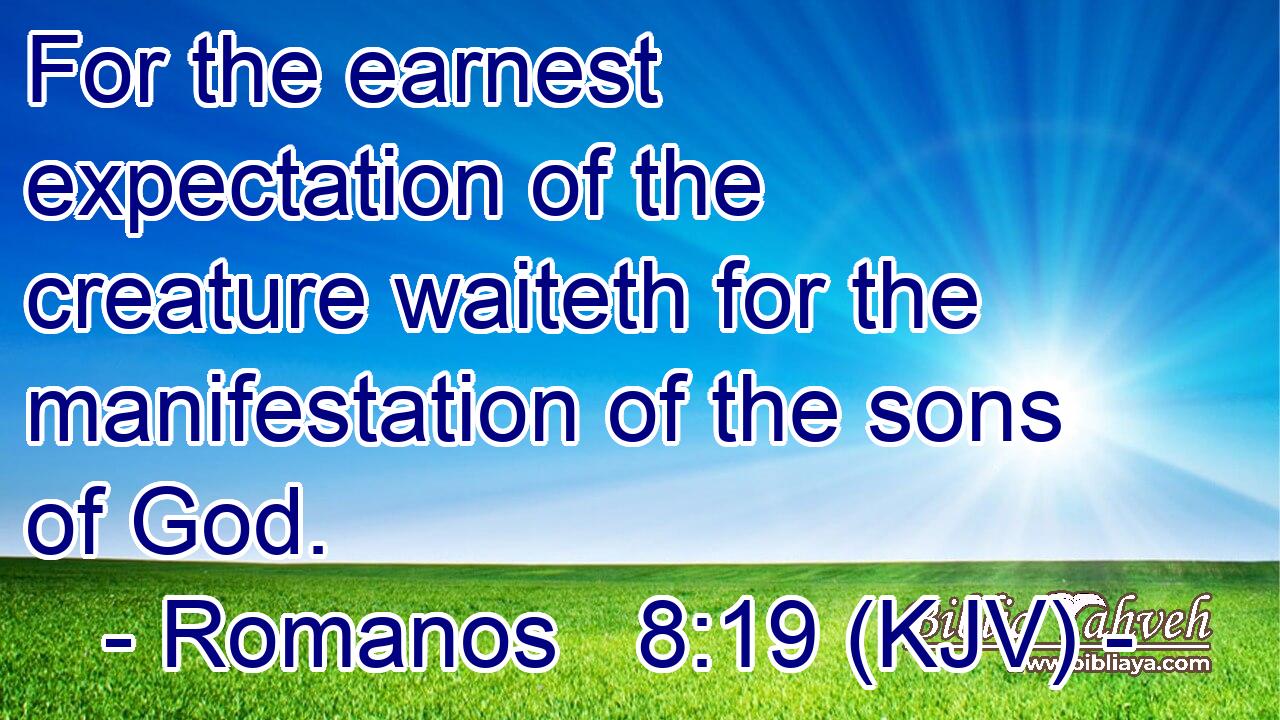 For the earnest expectation of the creature waiteth for the manifestation of the sons of God.