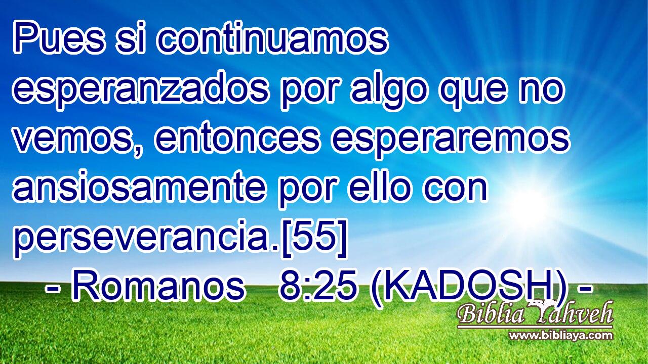  Pues si continuamos esperanzados por algo que no vemos, entonces esperaremos ansiosamente por ello con perseverancia.[55] 