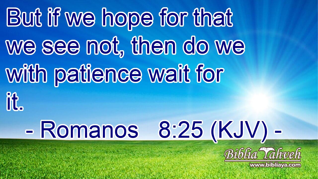 But if we hope for that we see not, then do we with patience wait for it.