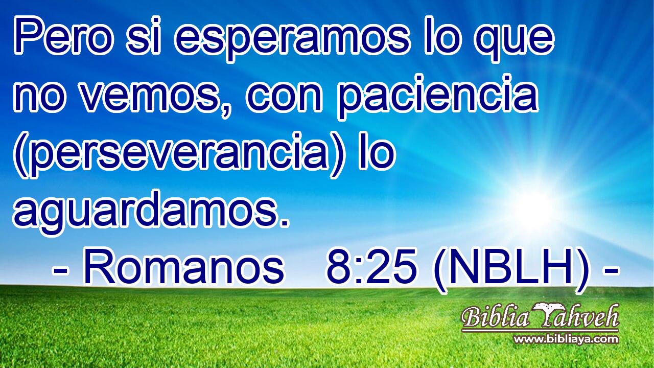  Pero si esperamos lo que no vemos, con paciencia (perseverancia) lo aguardamos. 