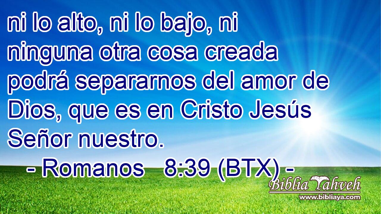 ni lo alto, ni lo bajo, ni ninguna otra cosa creada podrá separarnos del amor de Dios, que es en Cristo Jesús Señor nuestro.