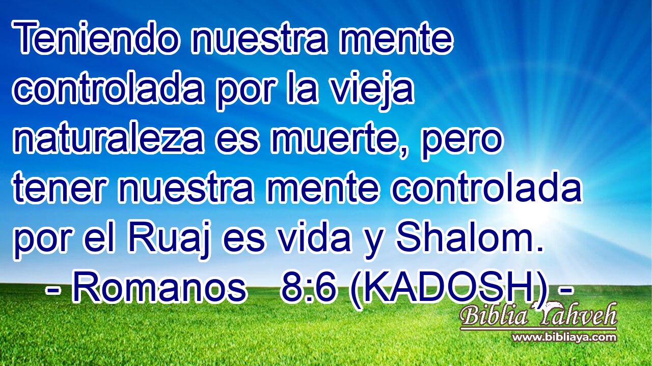  Teniendo nuestra mente controlada por la vieja naturaleza es muerte, pero tener nuestra mente controlada por el Ruaj es vida y Shalom. 