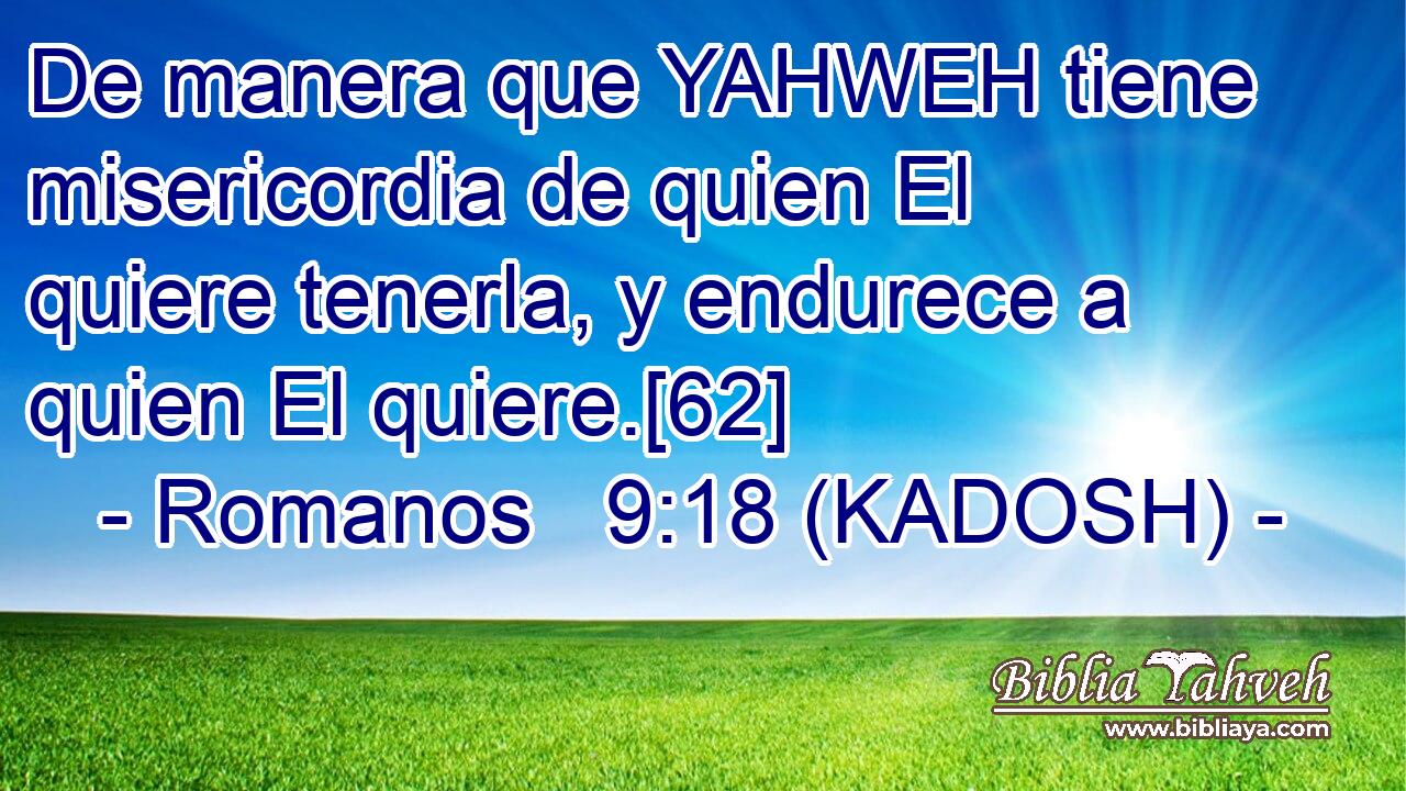  De manera que YAHWEH tiene misericordia de quien El quiere tenerla, y endurece a quien El quiere.[62] 
