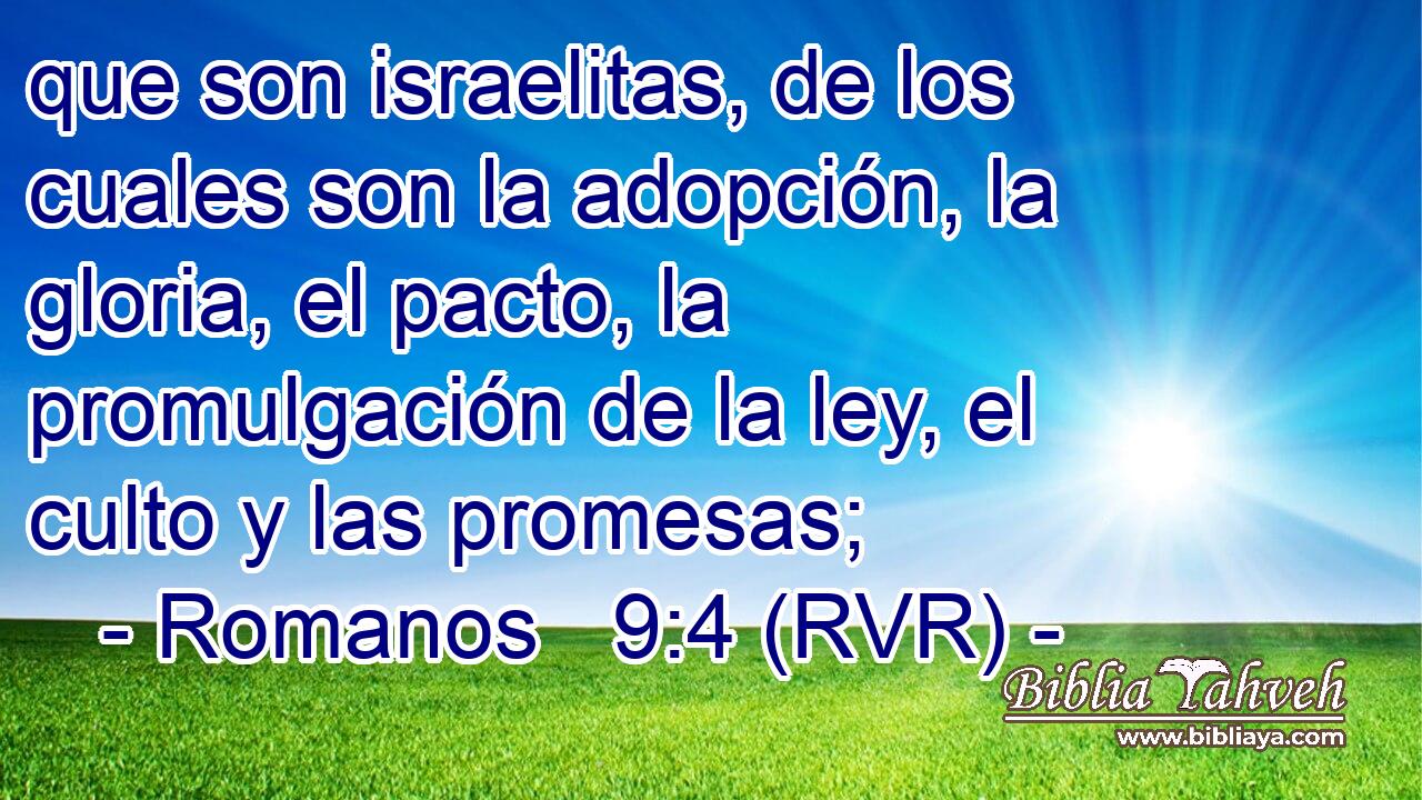 que son israelitas, de los cuales son la adopción, la gloria, el pacto, la promulgación de la ley, el culto y las promesas;