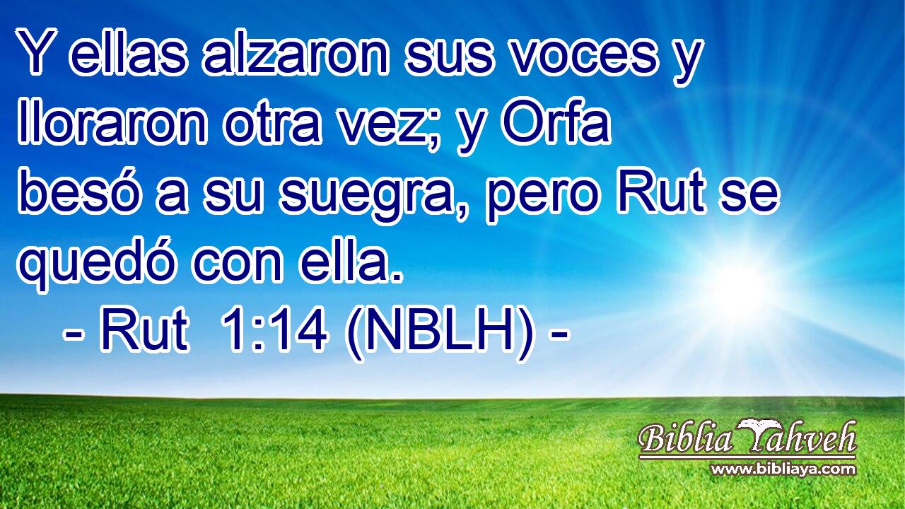  Y ellas alzaron sus voces y lloraron otra vez; y Orfa besó a su suegra, pero Rut se quedó con ella. 