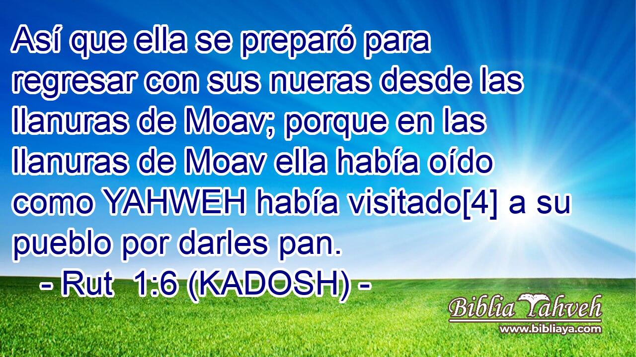  Así que ella se preparó para regresar con sus nueras desde las llanuras de Moav; porque en las llanuras de Moav ella había oído como YAHWEH había visitado[4] a su pueblo por darles pan. 