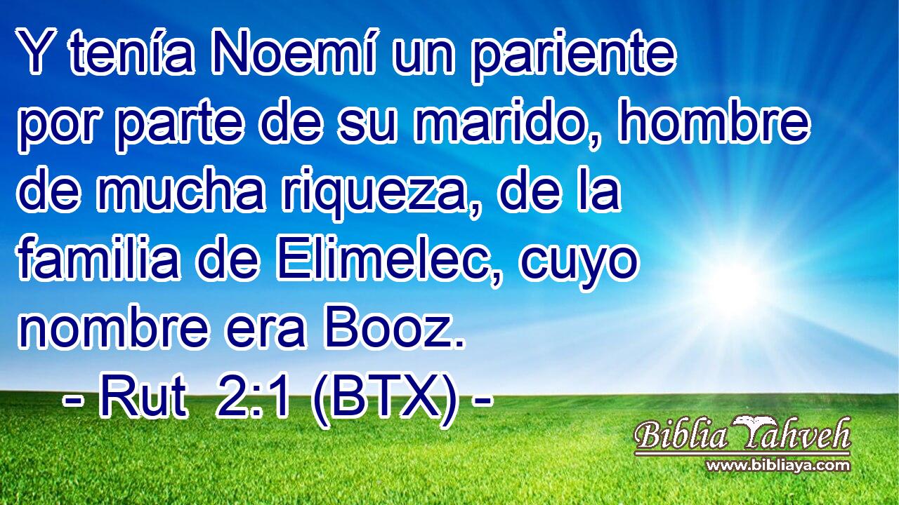 Y tenía Noemí un pariente por parte de su marido, hombre de mucha riqueza, de la familia de Elimelec, cuyo nombre era Booz.