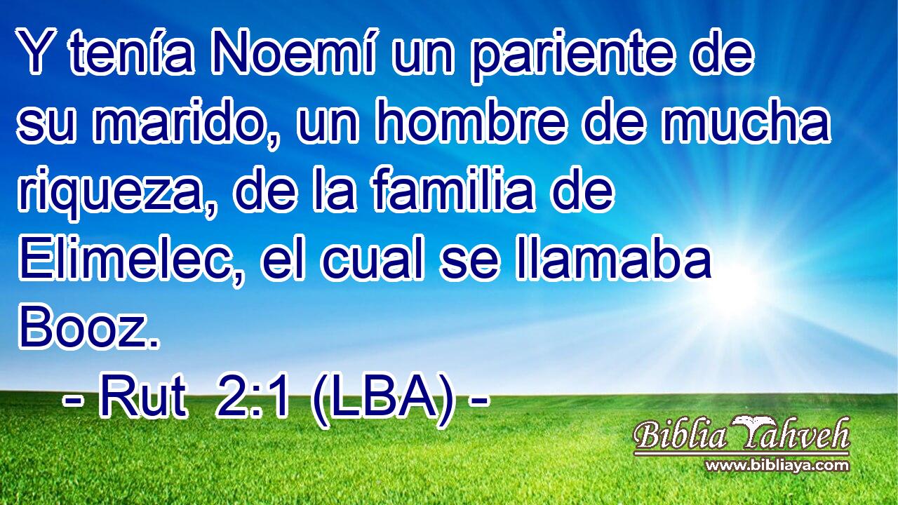 Y tenía Noemí un pariente de su marido, un hombre de mucha riqueza, de la familia de Elimelec, el cual se llamaba Booz.
