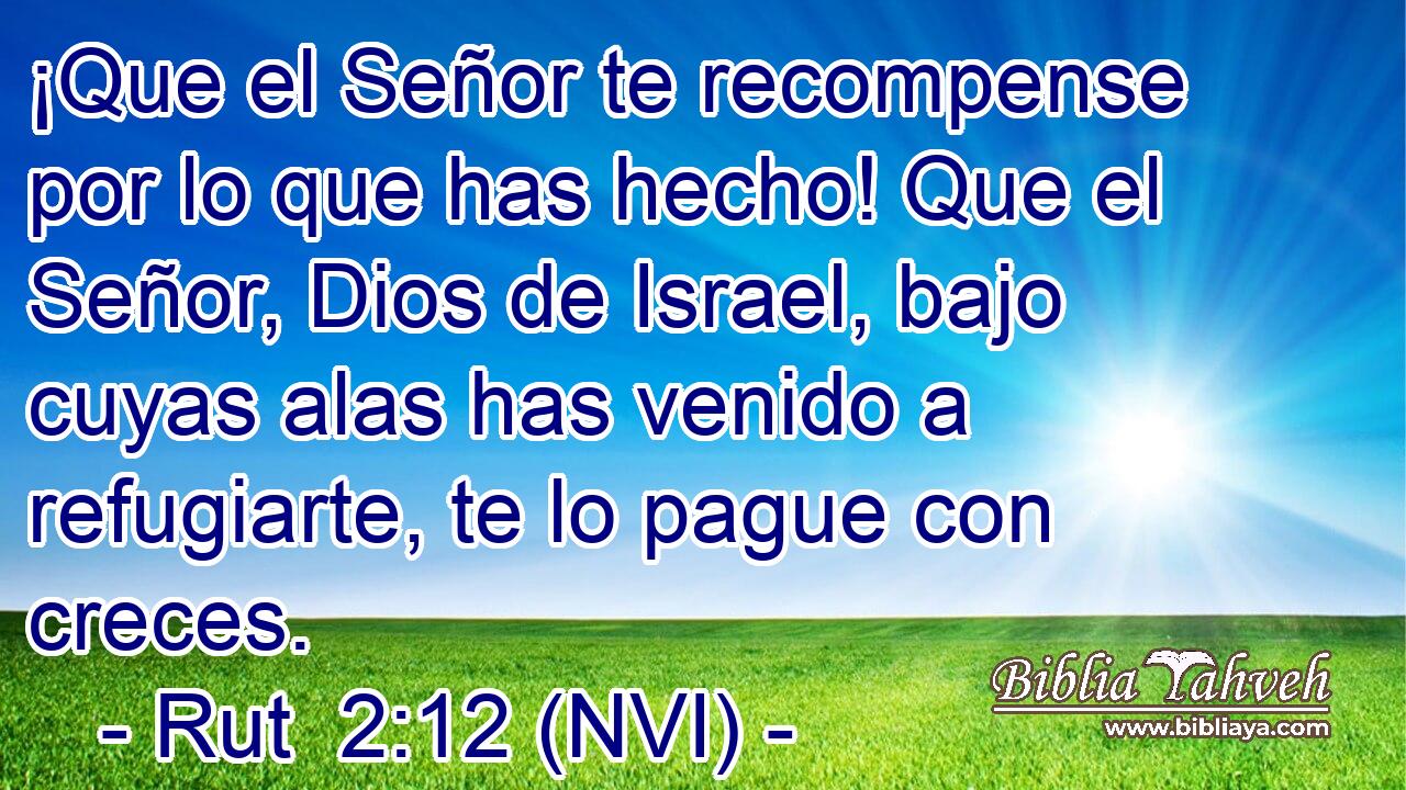  ¡Que el Señor te recompense por lo que has hecho! Que el Señor, Dios de Israel, bajo cuyas alas has venido a refugiarte, te lo pague con creces. 