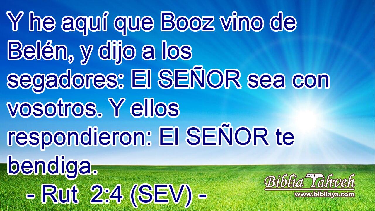Y he aquí que Booz vino de Belén, y dijo a los segadores: El SEÑOR sea con vosotros. Y ellos respondieron: El SEÑOR te bendiga.