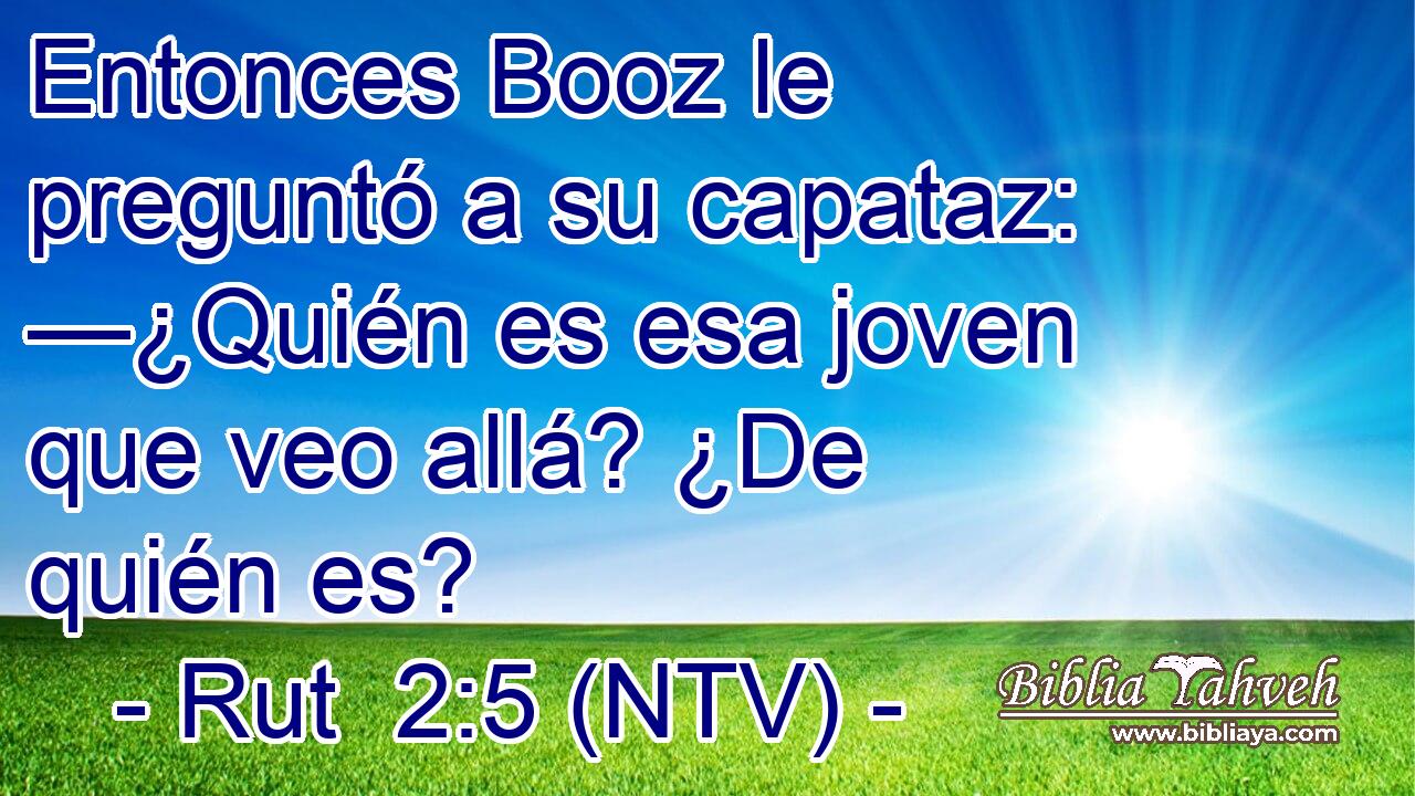 Entonces Booz le preguntó a su capataz: —¿Quién es esa joven que veo allá? ¿De quién es?