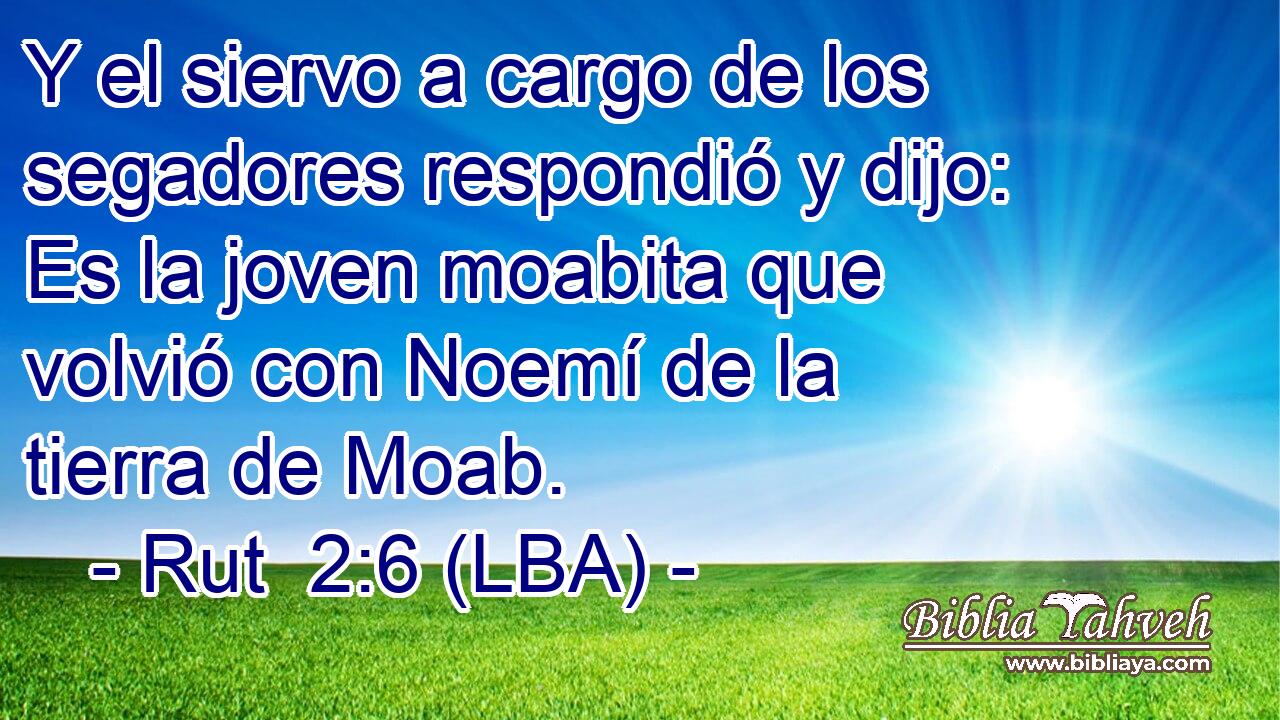 Y el siervo a cargo de los segadores respondió y dijo: Es la joven moabita que volvió con Noemí de la tierra de Moab.
