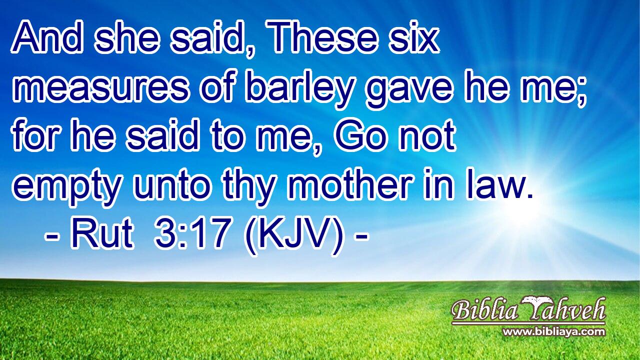 And she said, These six measures of barley gave he me; for he said to me, Go not empty unto thy mother in law.