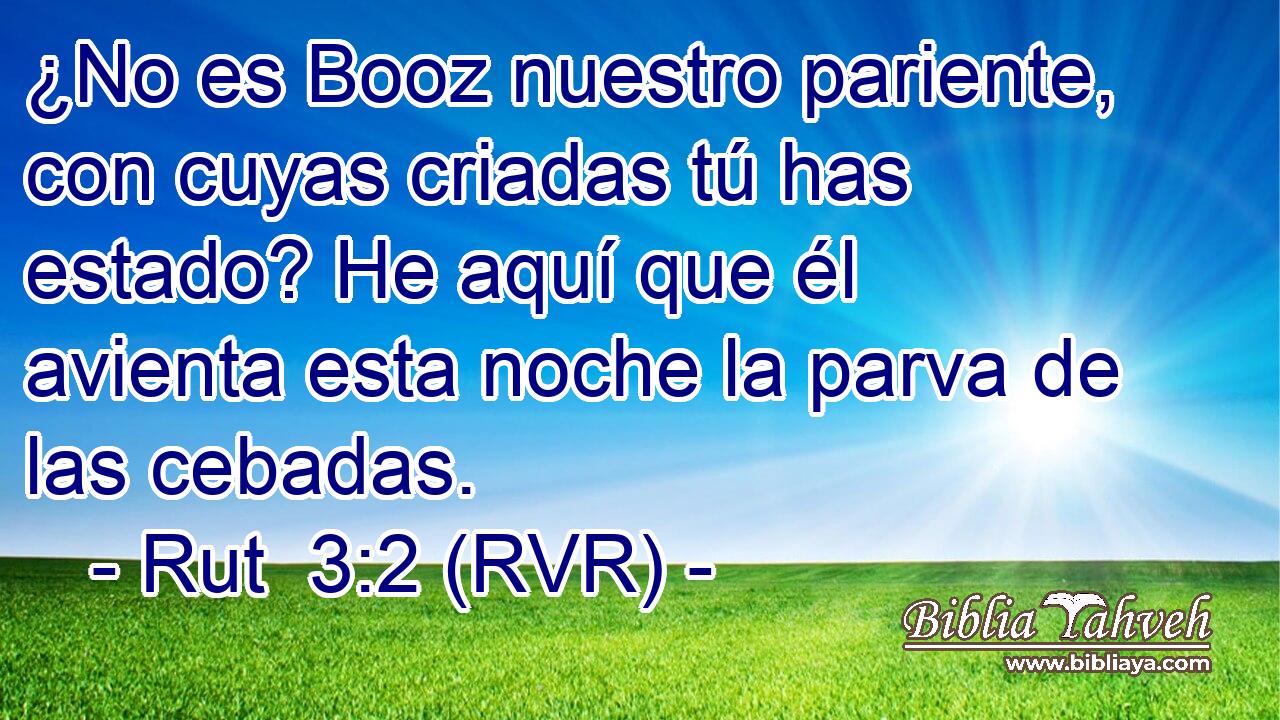 ¿No es Booz nuestro pariente, con cuyas criadas tú has estado? He aquí que él avienta esta noche la parva de las cebadas.