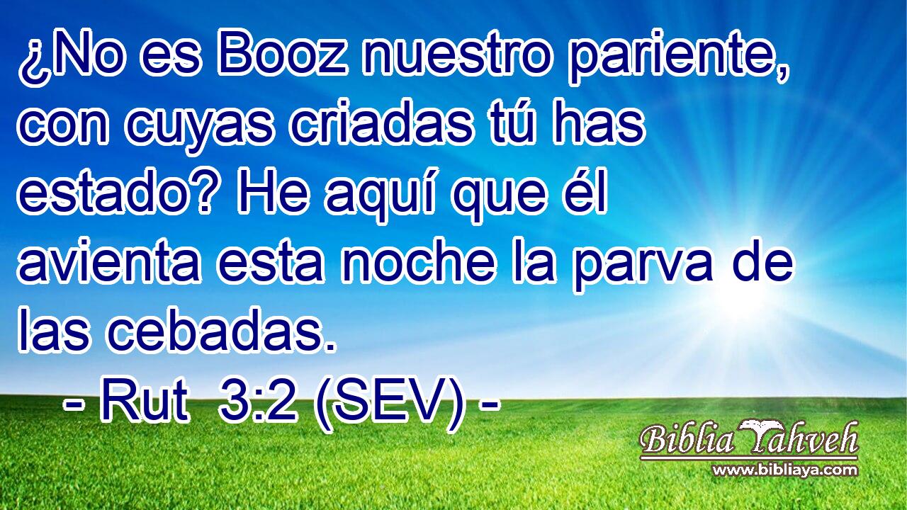 ¿No es Booz nuestro pariente, con cuyas criadas tú has estado? He aquí que él avienta esta noche la parva de las cebadas.